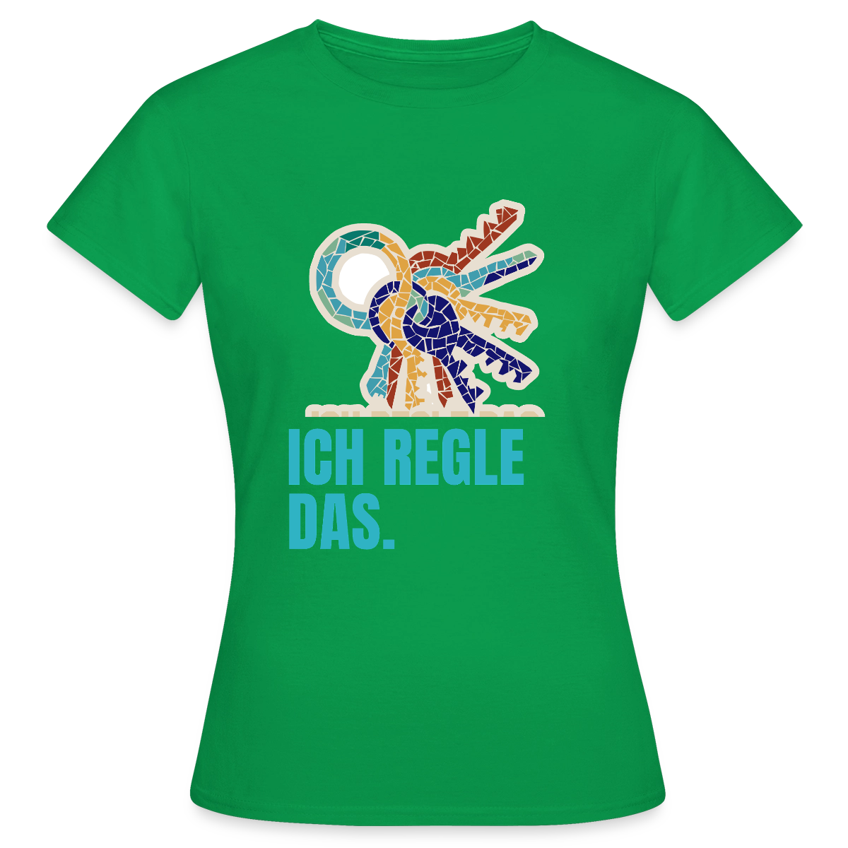 Ich regle das. Mosaik-Motiv Motiv-T-Shirt für Frauen, Farbe Kelly Green