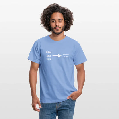 "Schau nach links" Motiv-T-Shirt für Männer - Carolina Blue