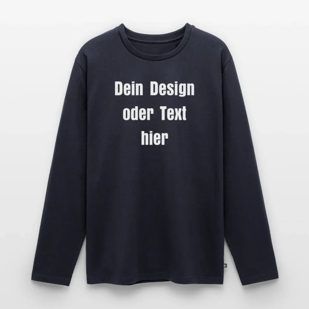 Männer Premium Bio Langarmshirt - personalisierbare Vorder- und Rückseite - Navy