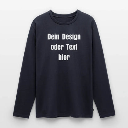 Männer Premium Bio Langarmshirt - personalisierbare Vorder- und Rückseite - Navy
