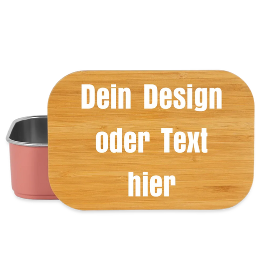 Lunch Box mit Bambusdeckel - personalisierbar - Hellrosa