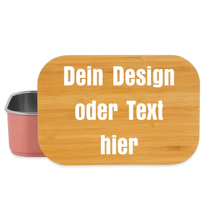 Lunch Box mit Bambusdeckel - personalisierbar - Hellrosa