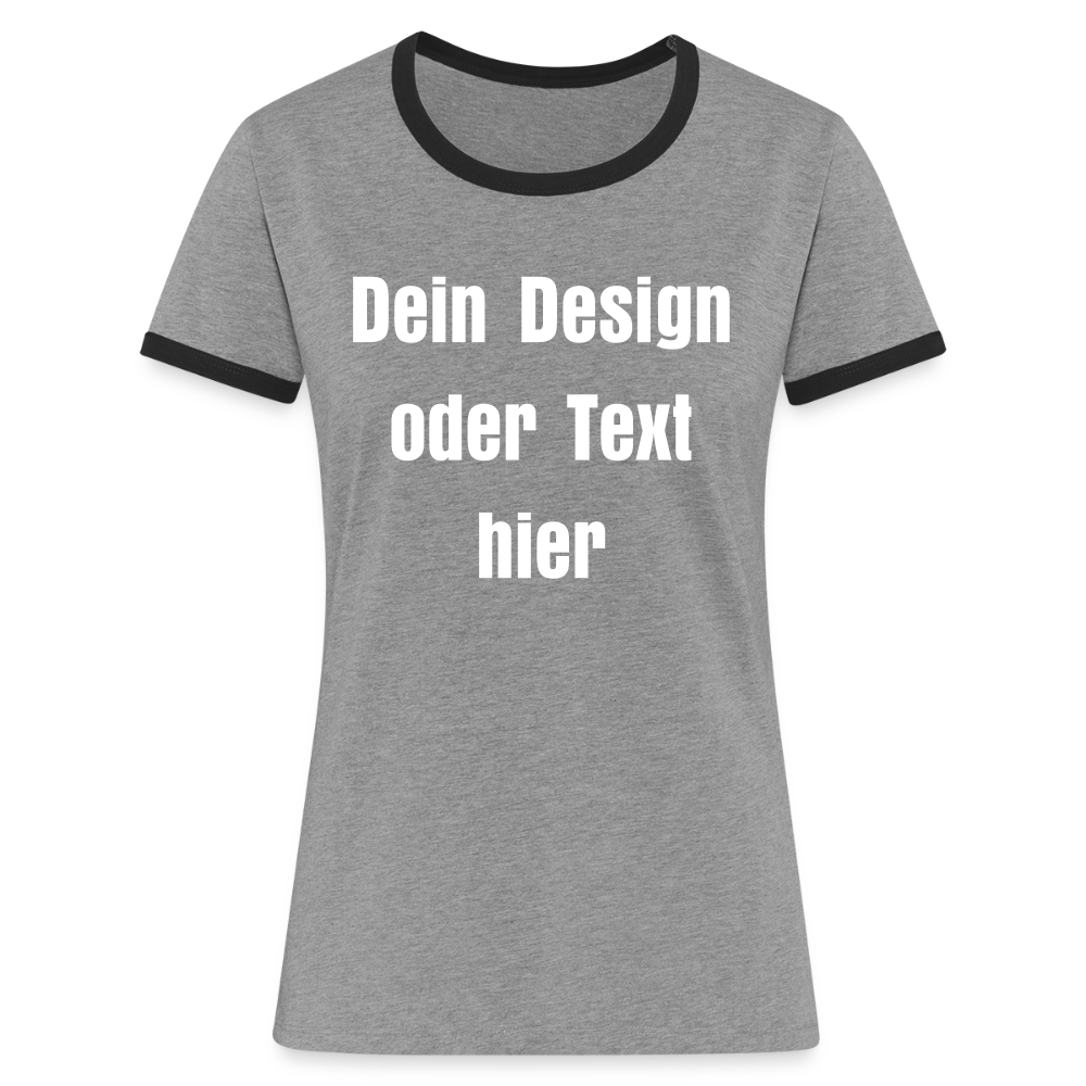 Frauen Kontrast-T-Shirt - personalisierbare Vorder- und Rückseite - Grau meliert/Schwarz