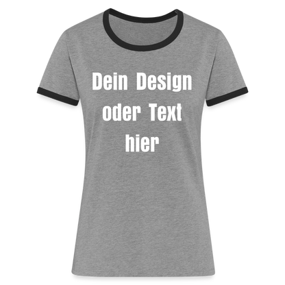 Frauen Kontrast-T-Shirt - personalisierbare Vorder- und Rückseite - Grau meliert/Schwarz