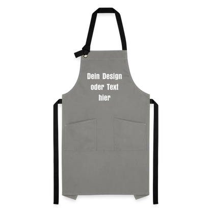 Kontrastschürze aus 100% Baumwolle, Metall - personalisierbar - Grau/Schwarz