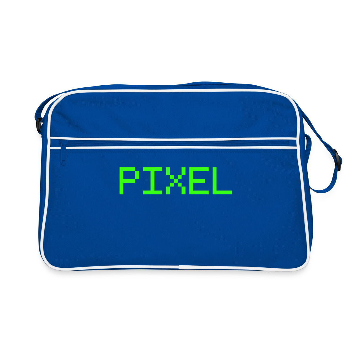 Pixel. Phosphor-Motiv Motiv-Retro-Tasche, Farbe Blau/Weiß