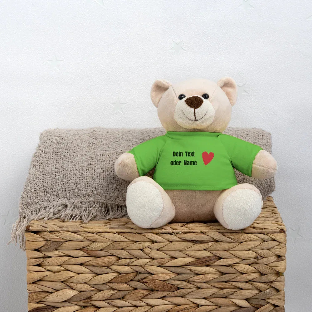Teddy "Valentine" - personalisierbarer Text oder Name - Hellgrün