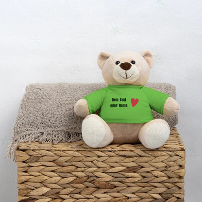 Teddy "Valentine" - personalisierbarer Text oder Name - Hellgrün