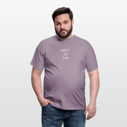 "WOTT SE FAK" Motiv-T-Shirt für Männer - Lilagrau 