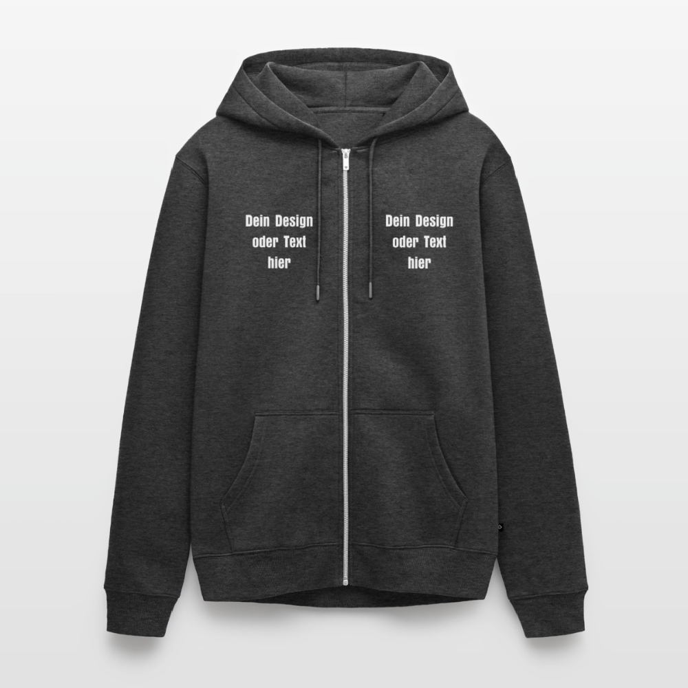 Männer Premium Kapuzenjacke - personalisierbare Vorder- und Rückseite - Anthrazit meliert