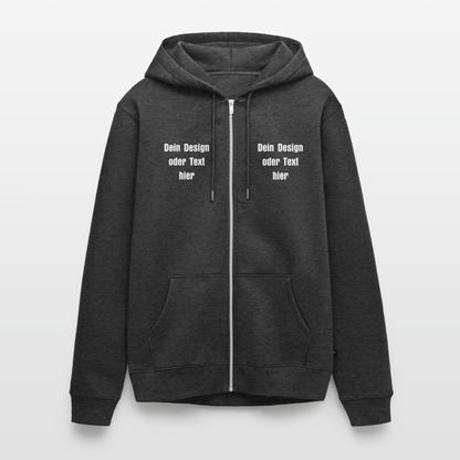 Männer Premium Kapuzenjacke - personalisierbare Vorder- und Rückseite - Anthrazit meliert