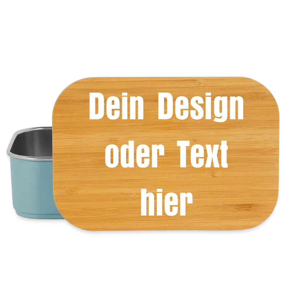 Lunch Box mit Bambusdeckel - personalisierbar - Hellblau