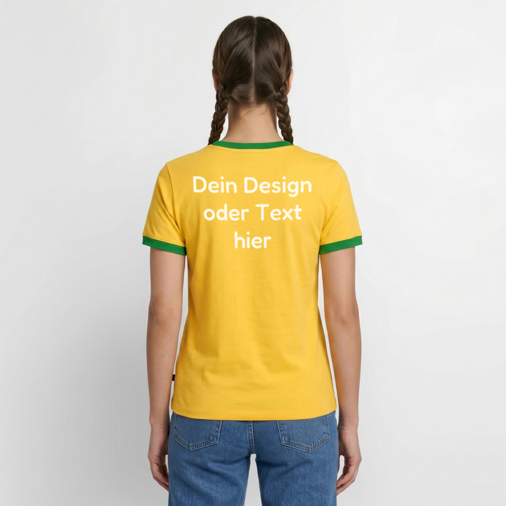 Männer Kontrast-T-Shirt - personalisierbare Vorder- und Rückseite - Gelb/Grün 