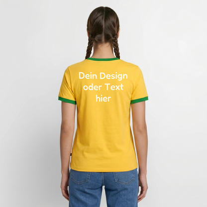 Männer Kontrast-T-Shirt - personalisierbare Vorder- und Rückseite - Gelb/Grün 