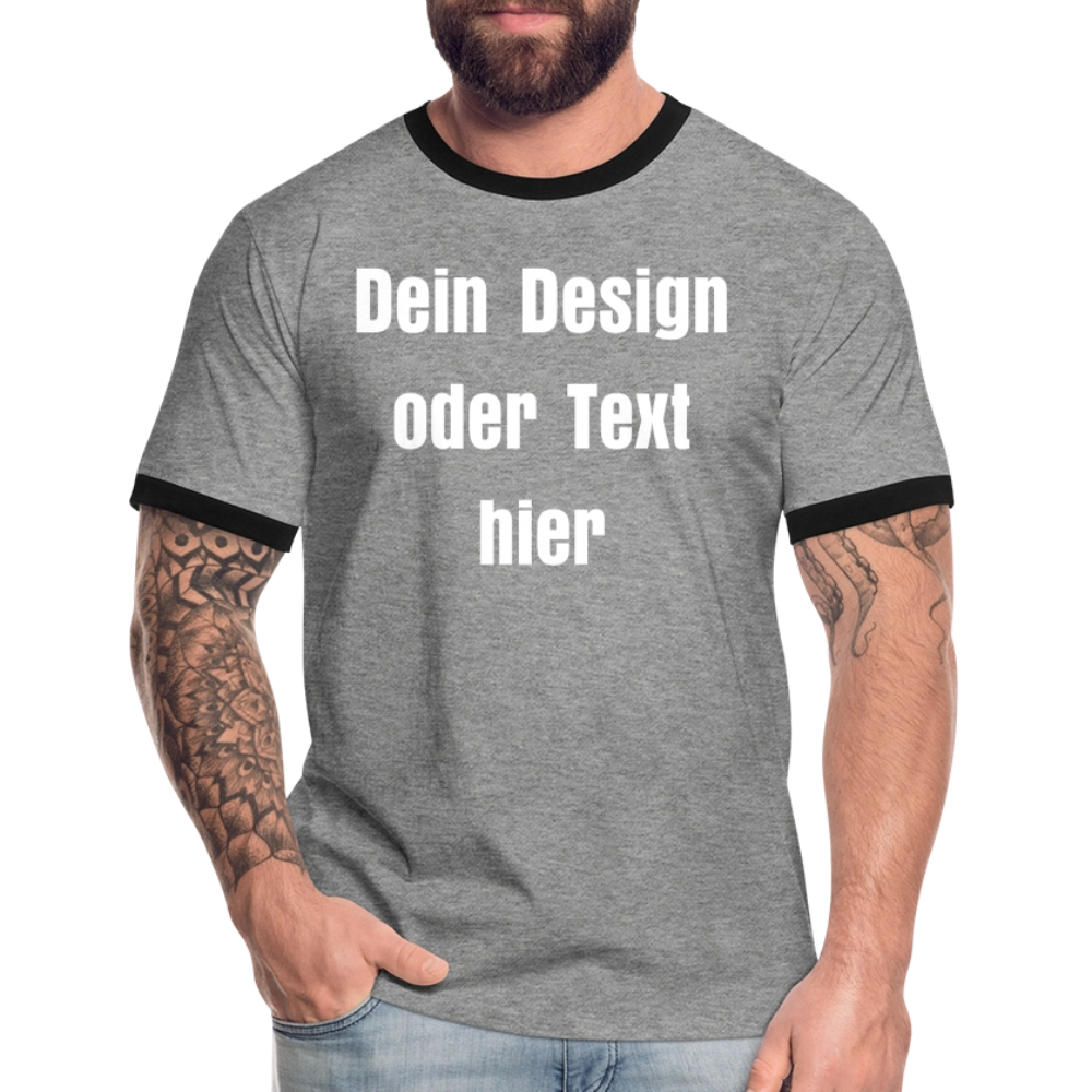 Männer Kontrast-T-Shirt - personalisierbare Vorder- und Rückseite - Grau meliert/Schwarz