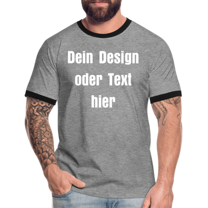 Männer Kontrast-T-Shirt - personalisierbare Vorder- und Rückseite - Grau meliert/Schwarz