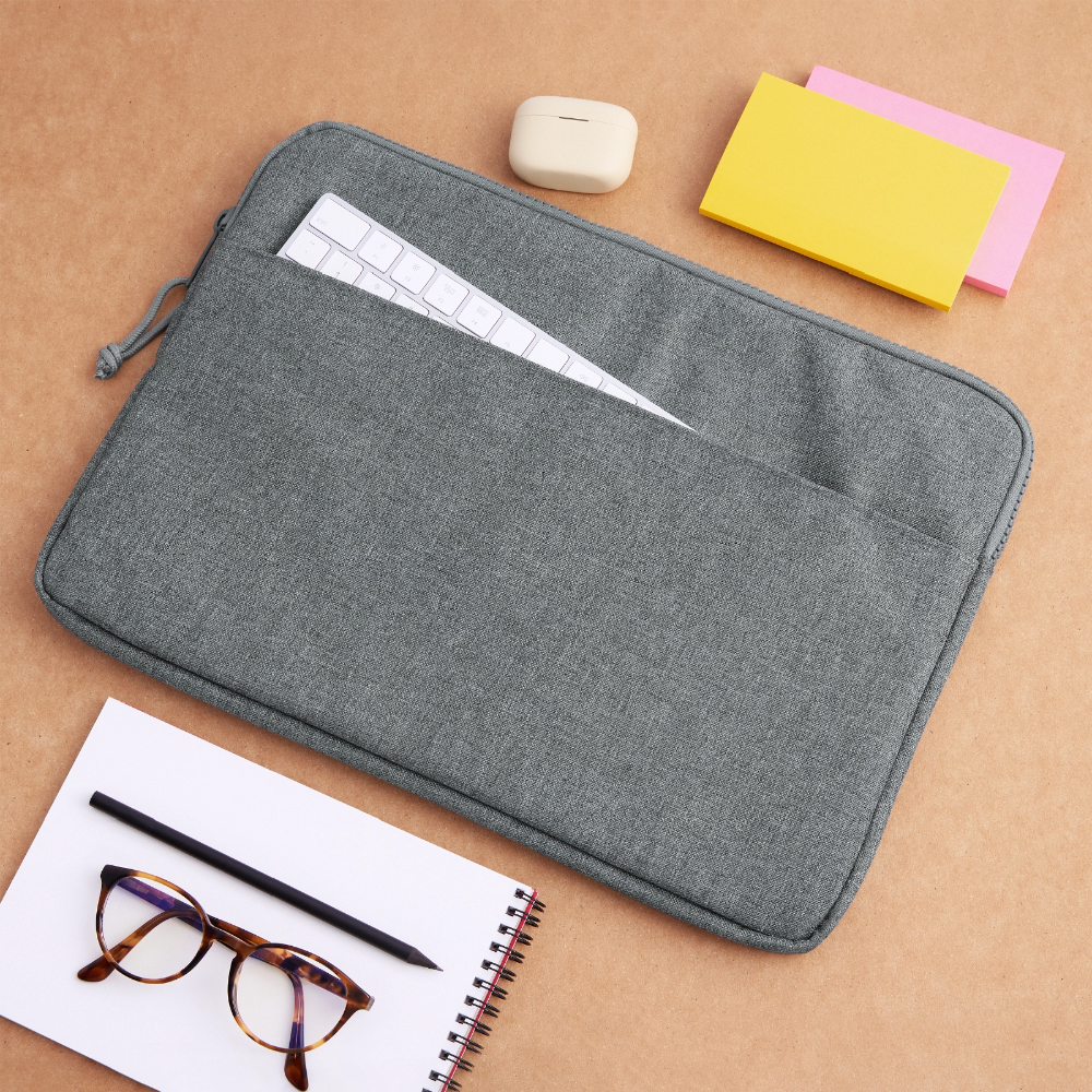 Laptoptasche passend für bis zu 15 Zoll Laptopgröße - personalisierbar - Grau meliert