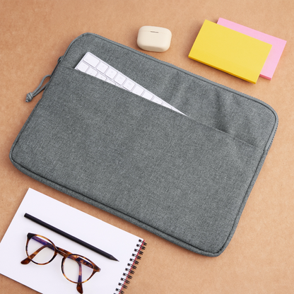 Laptoptasche passend für bis zu 15 Zoll Laptopgröße - personalisierbar - Grau meliert