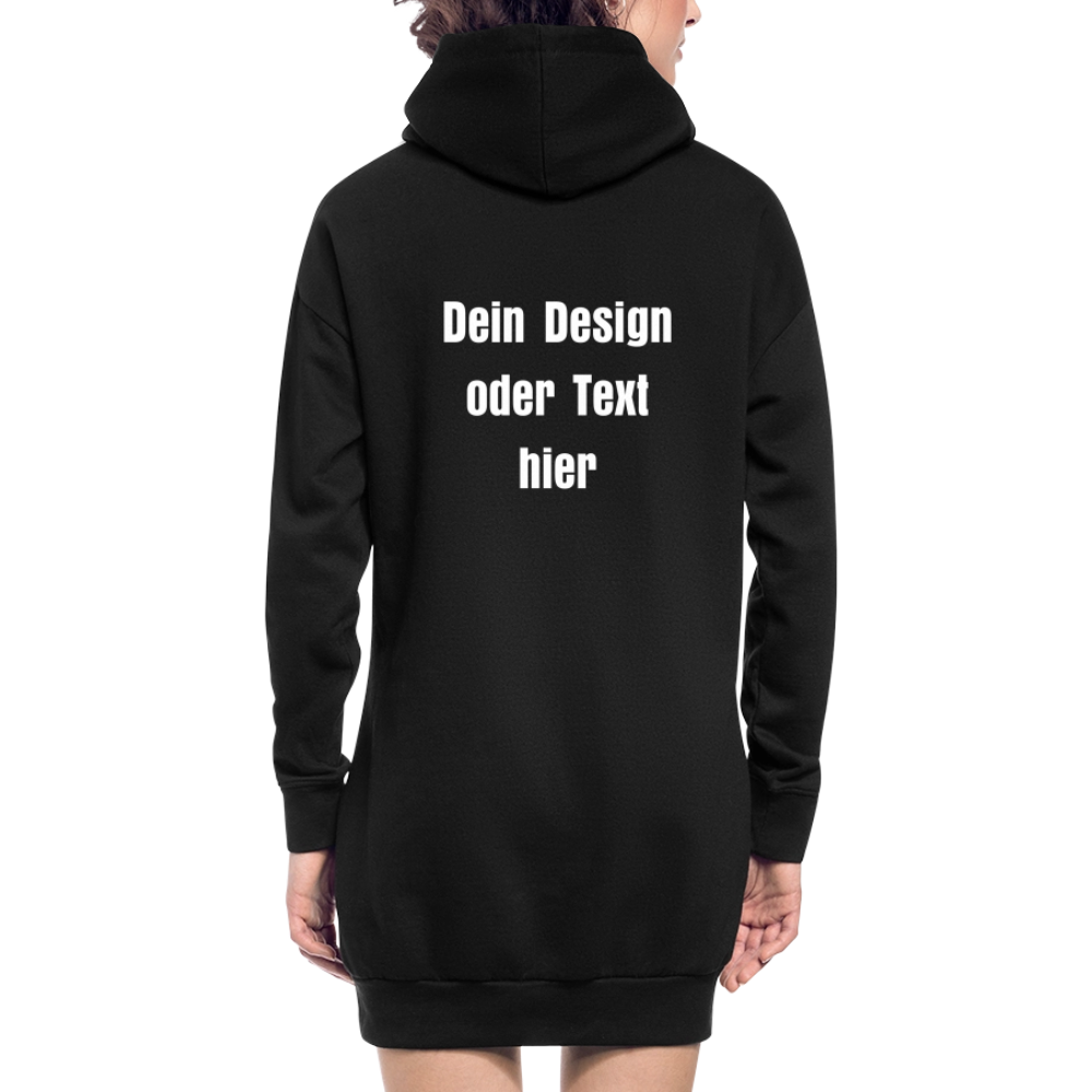 Hoodie-Kleid / Kapuzenpullover in Kleidlänge - personalisierbare Vorder- und Rückseite - Schwarz
