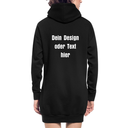 Hoodie-Kleid / Kapuzenpullover in Kleidlänge - personalisierbare Vorder- und Rückseite - Schwarz