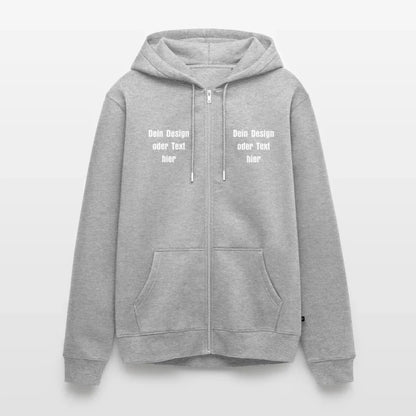 Männer Premium Kapuzenjacke - personalisierbare Vorder- und Rückseite - Grau meliert