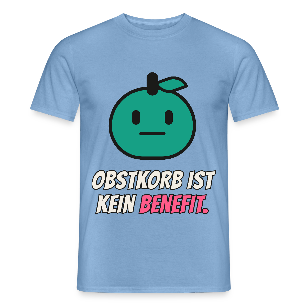 Obstkorb ist kein Benefit. Motiv-T-Shirt für Männer, Farbe Carolina Blue