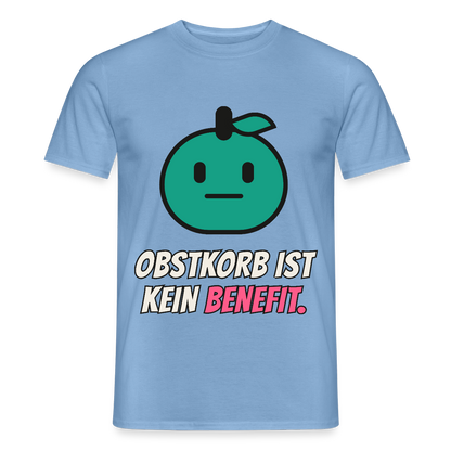 Obstkorb ist kein Benefit. Motiv-T-Shirt für Männer, Farbe Carolina Blue