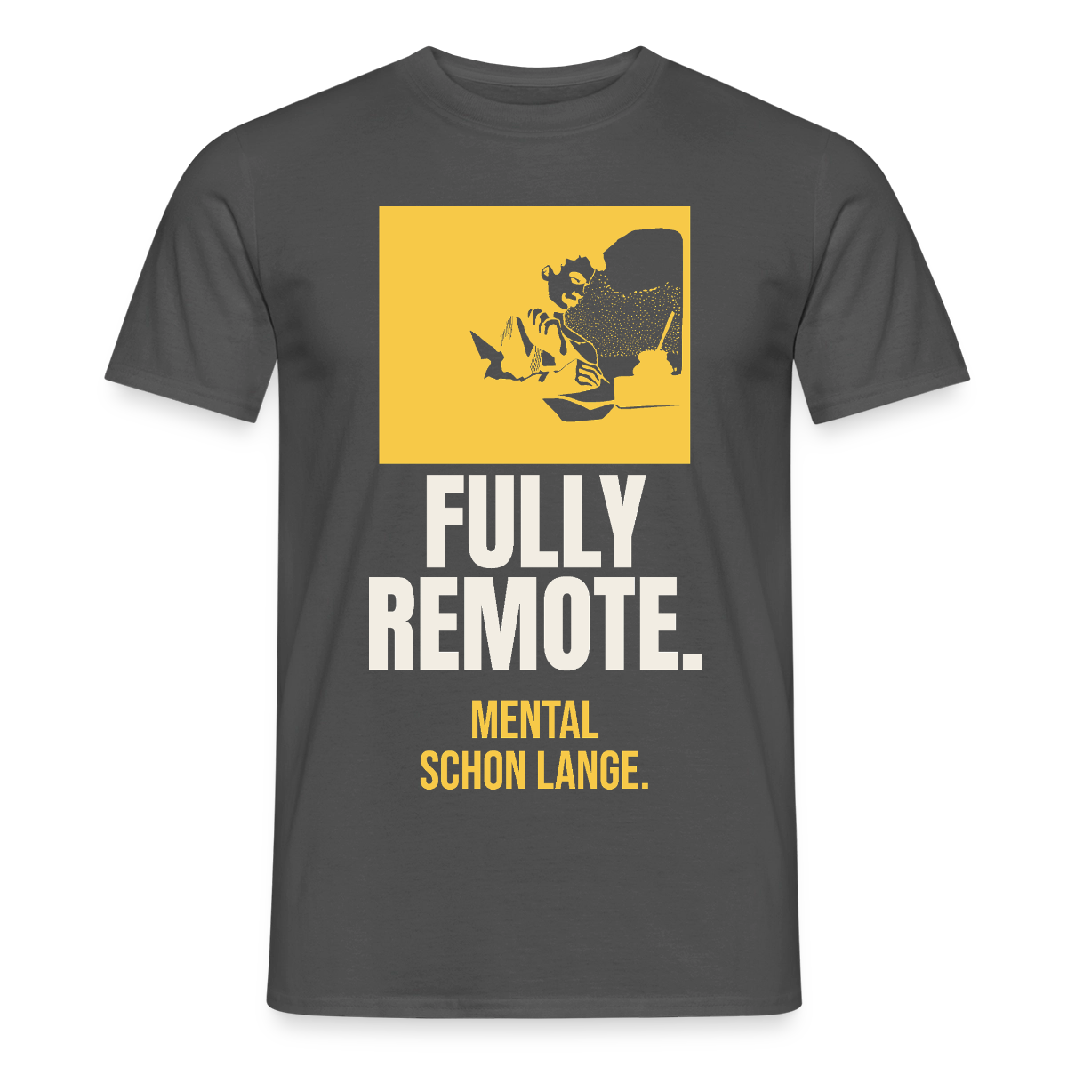 Fully remote Motiv-T-Shirt für Männer, Farbe Anthrazit