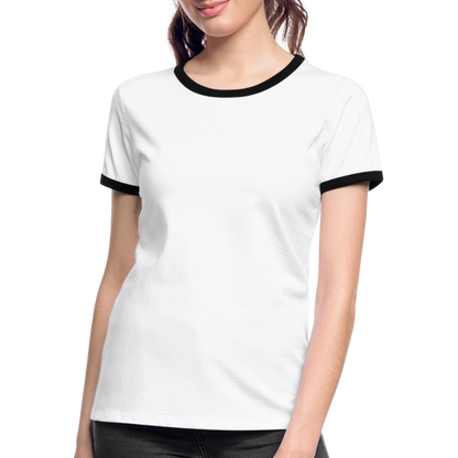 Frauen Kontrast-T-Shirt - personalisierbare Vorder- und Rückseite - Weiß/Schwarz