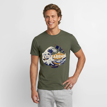 "Feierabend. Ukiyo-e-Motiv" Motiv-T-Shirt für Männer, Farbe Militärgrün