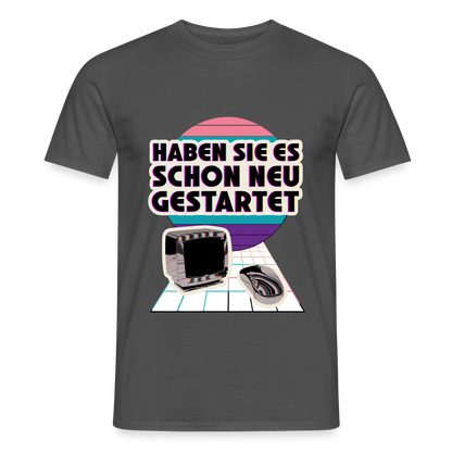 Haben Sie es schon neu gestartet? Vaporwave-Motiv Motiv-T-Shirt für Männer, Farbe Anthrazit