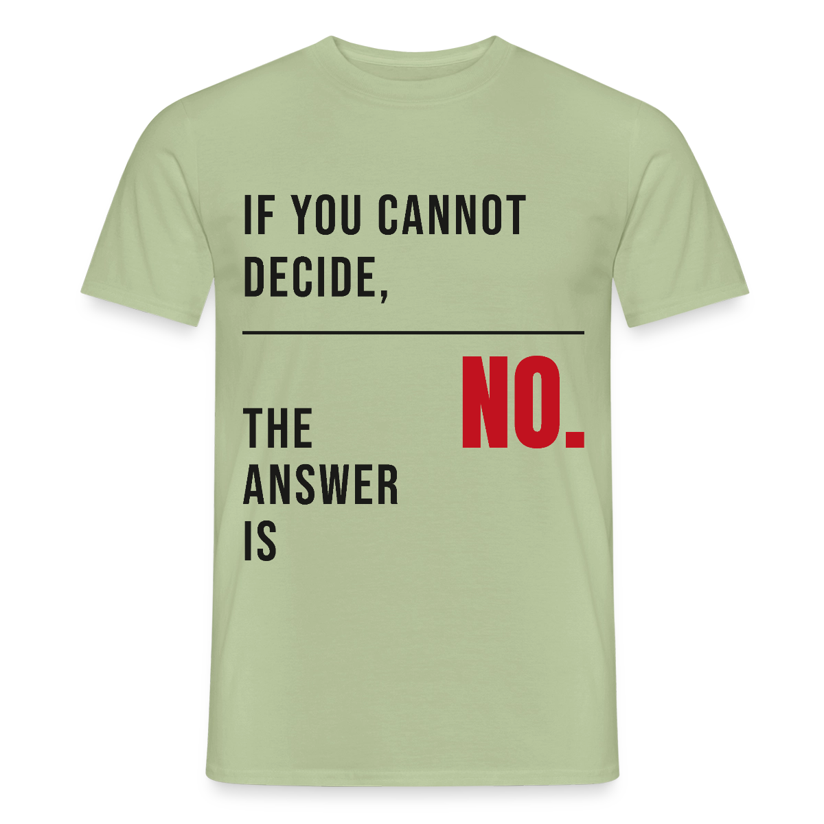 If you cannot decide, the answer is no. Motiv-T-Shirt für Männer, Farbe Sage