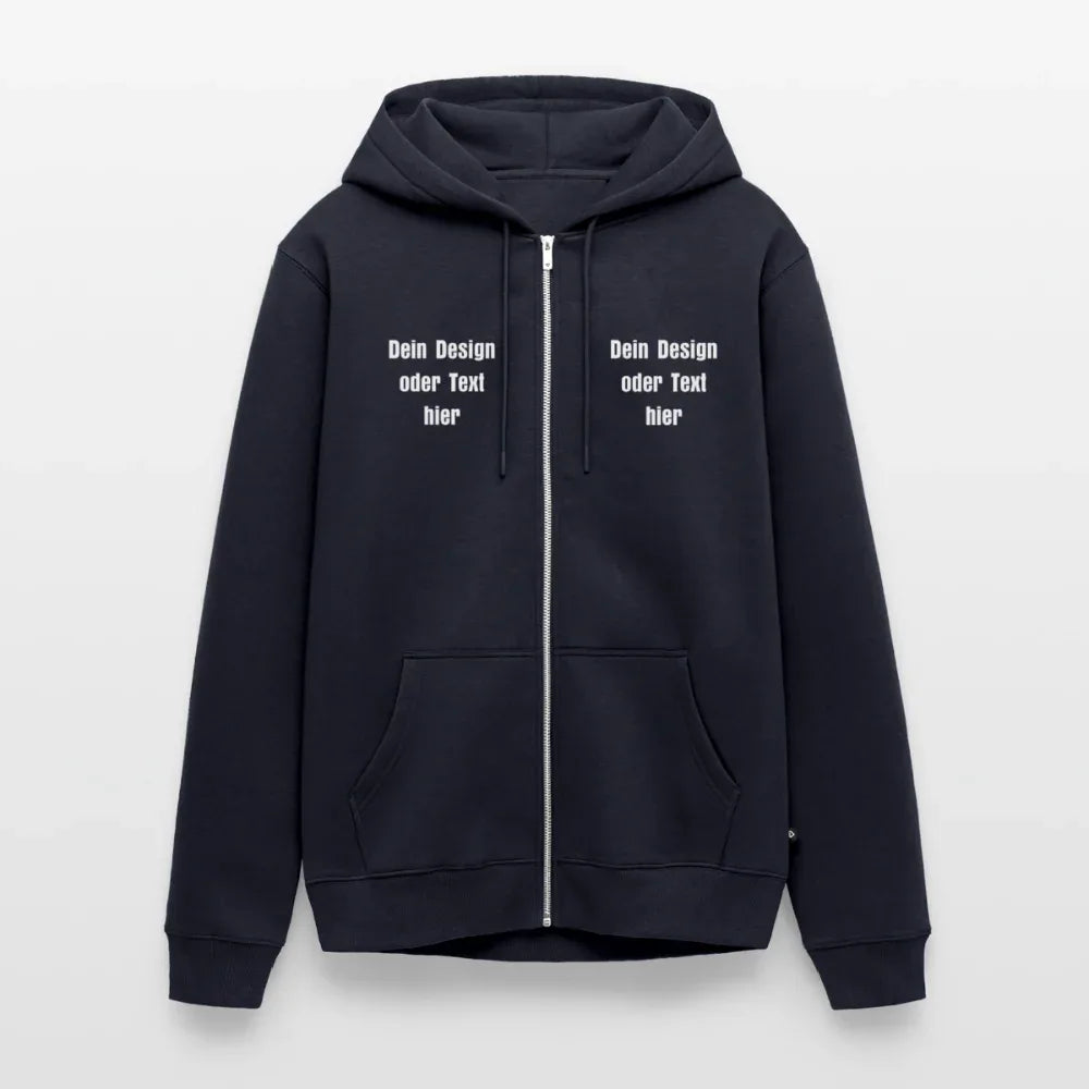 Männer Premium Kapuzenjacke - personalisierbare Vorder- und Rückseite - Navy