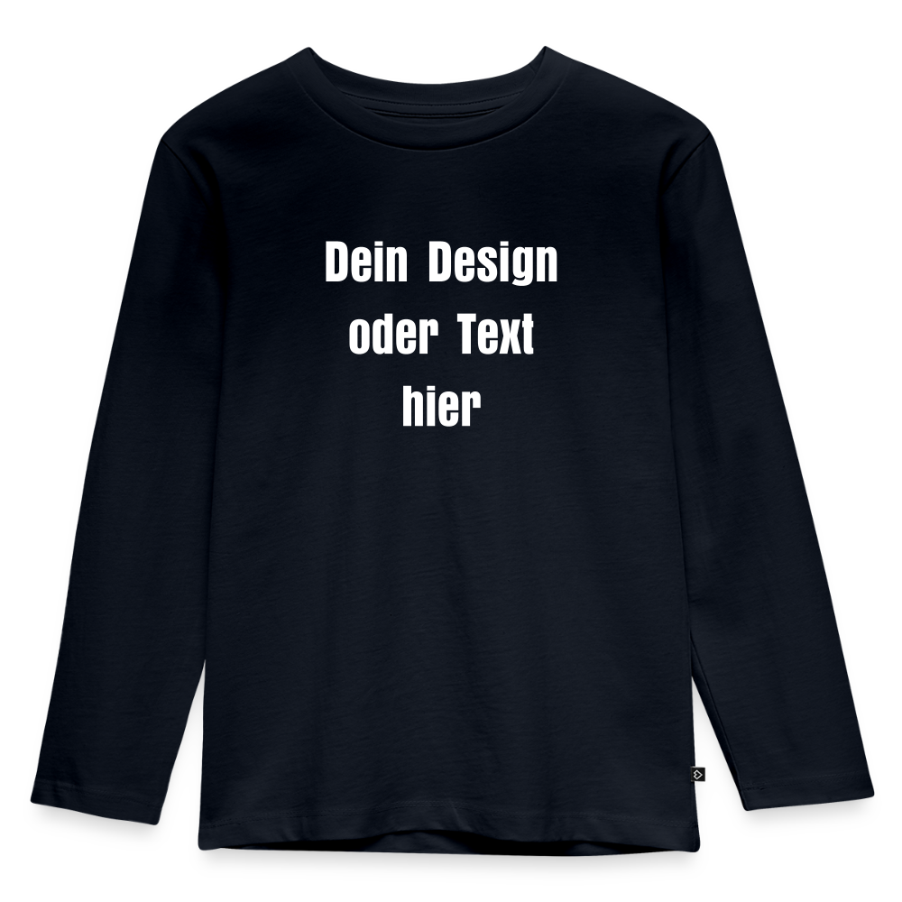 Kinder Premium Langarmshirt - personalisierbare Vorder- und Rückseite - Navy