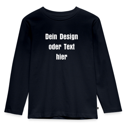 Kinder Premium Langarmshirt - personalisierbare Vorder- und Rückseite - Navy