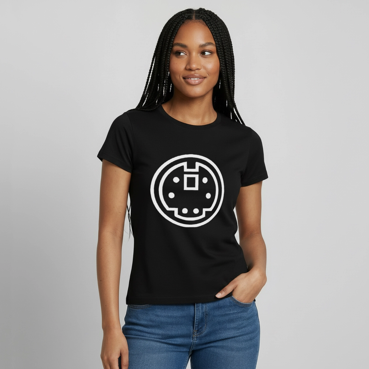 "PS/2" Motiv-T-Shirt für Frauen, Farbe Schwarz