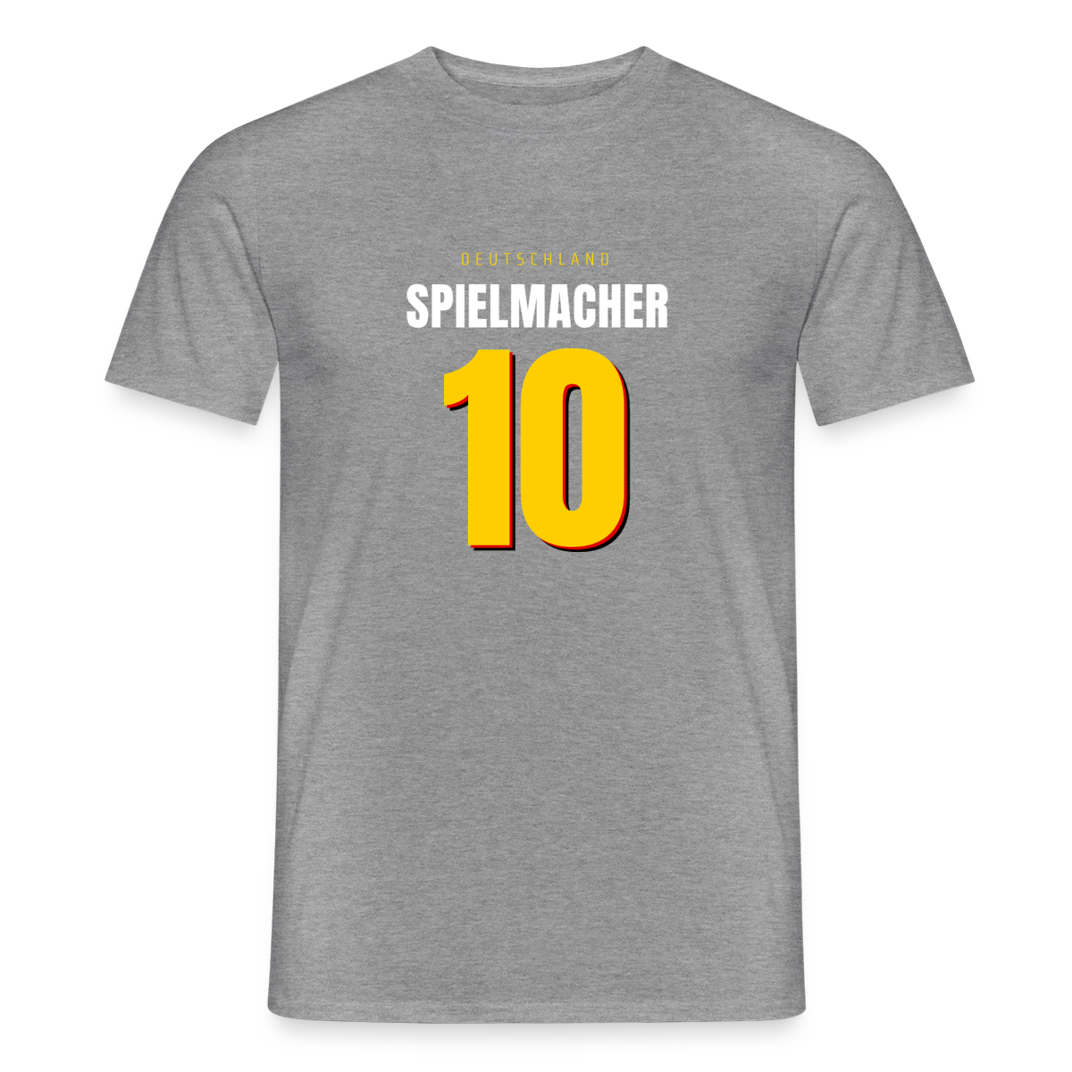 Spielmacher. Trikotnummer-Motiv Motiv-T-Shirt für Männer, Farbe Graphit meliert