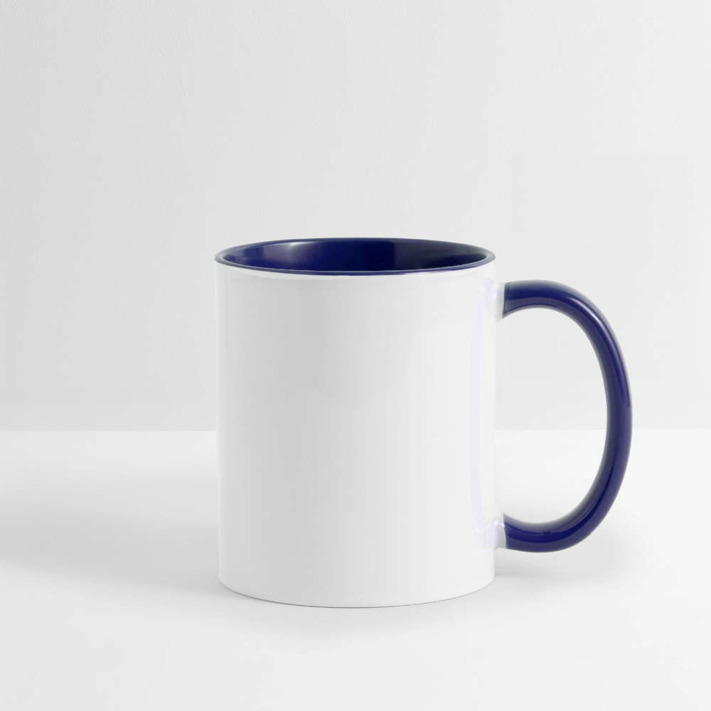 Keramiktasse zweifarbig 325ml - personalisierbar - Weiß/Kobaltblau