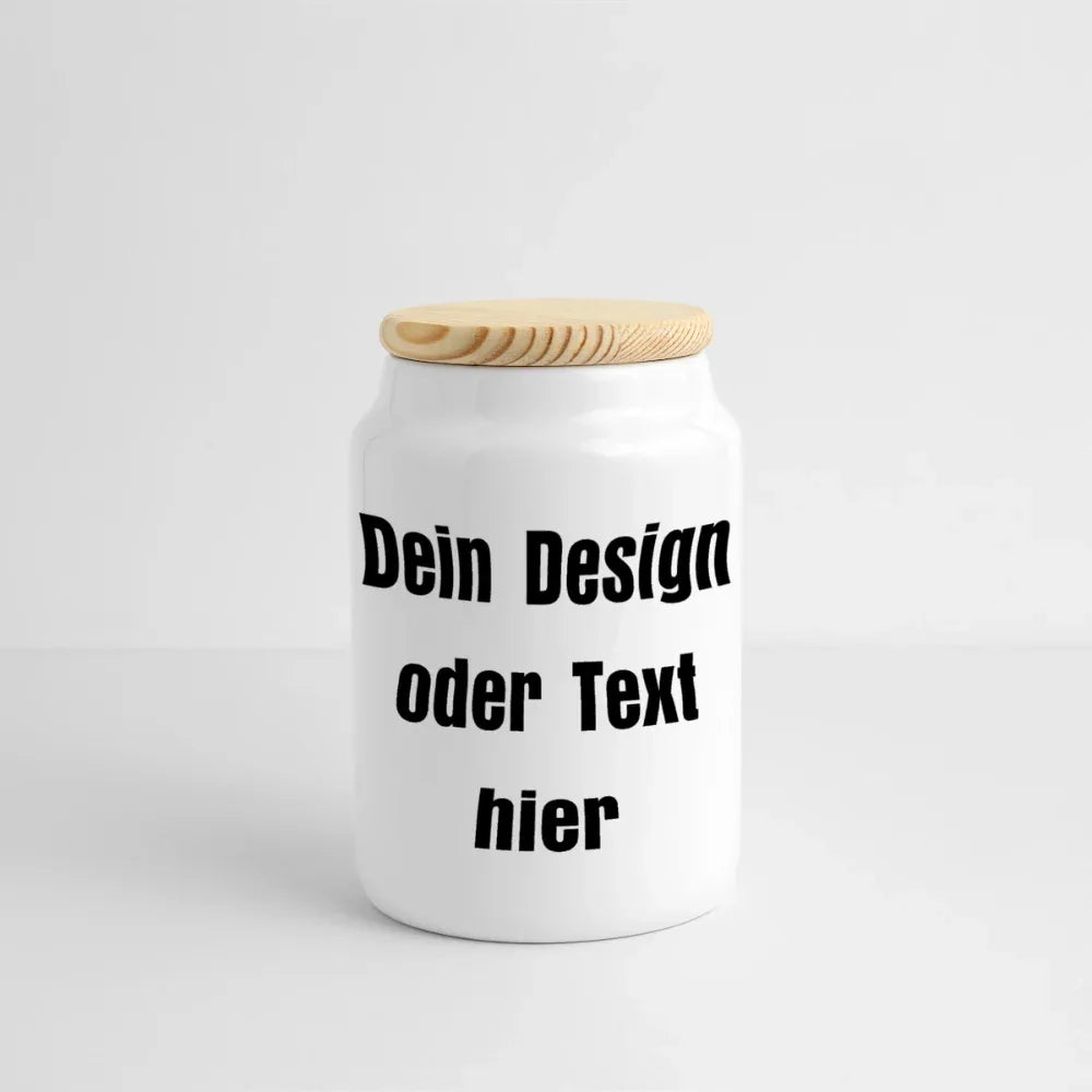 Keksdose mit Holzdeckel 650 ml - personalisierbar - Weiß