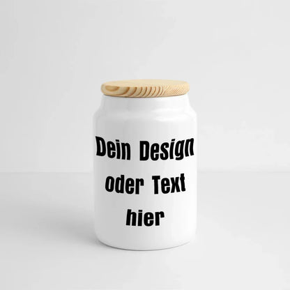 Keksdose mit Holzdeckel 650 ml - personalisierbar - Weiß