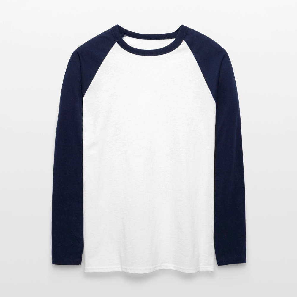 Männer Baseballshirt langarm - personalisierbare Vorder- und Rückseite - Weiß/Navy