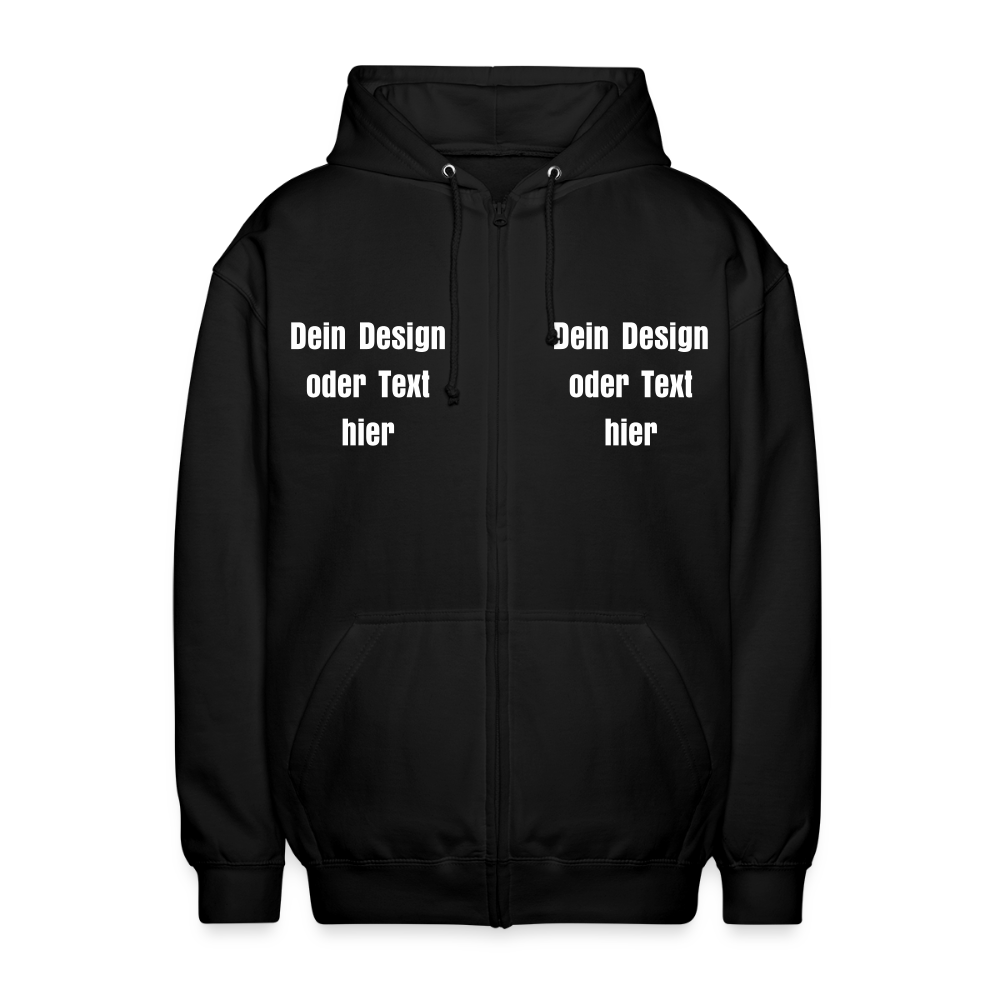 Unisex Kapuzenjacke - personalisierbare Vorder- und Rückseite - Schwarz