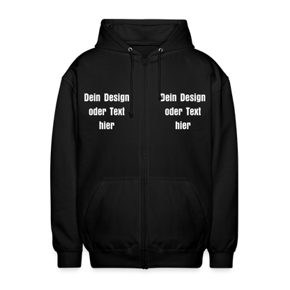 Unisex Kapuzenjacke - personalisierbare Vorder- und Rückseite - Schwarz