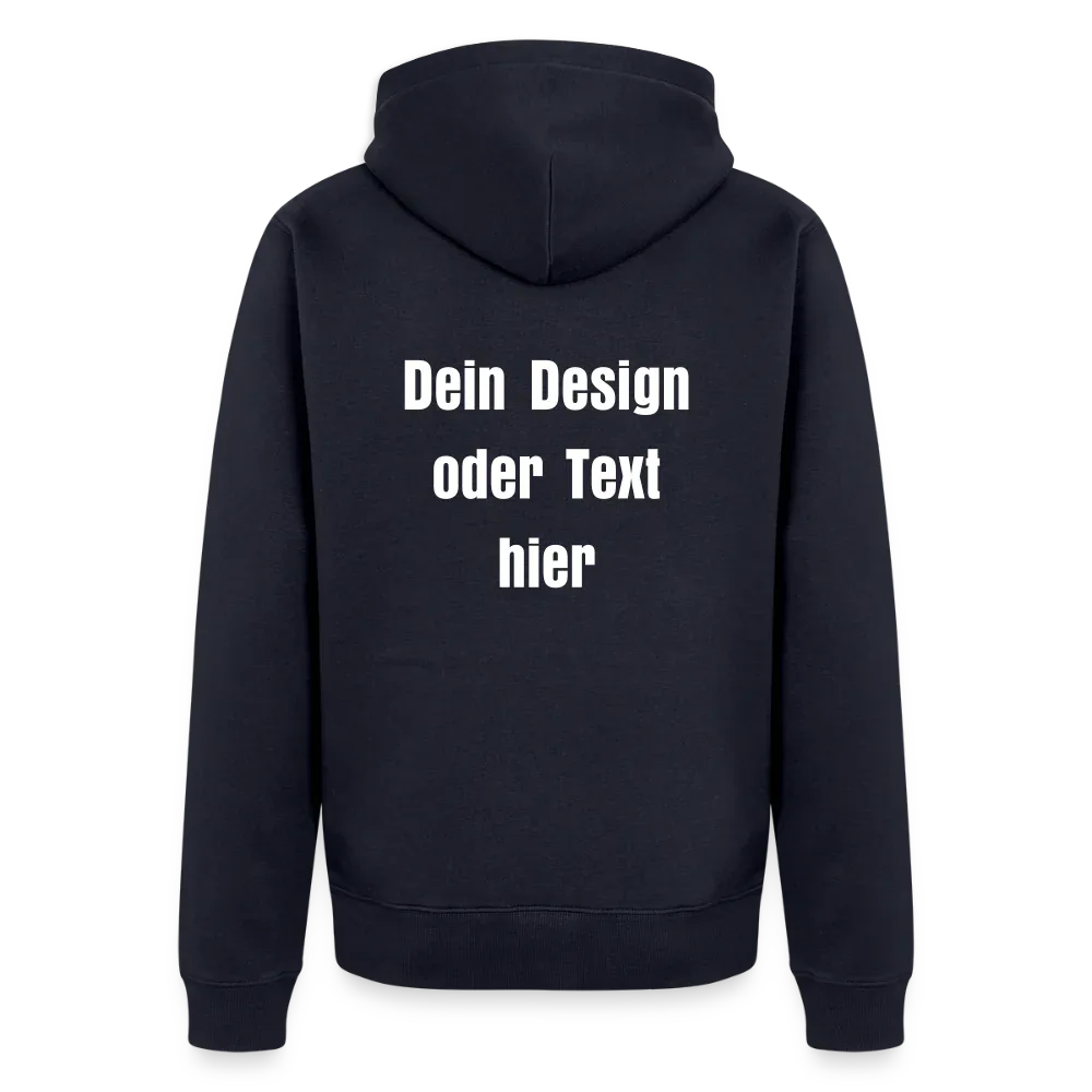 Männer Premium Kapuzenjacke - personalisierbare Vorder- und Rückseite - Navy