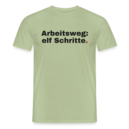 Arbeitsweg: elf Schritte Motiv-T-Shirt für Männer, Farbe Sage