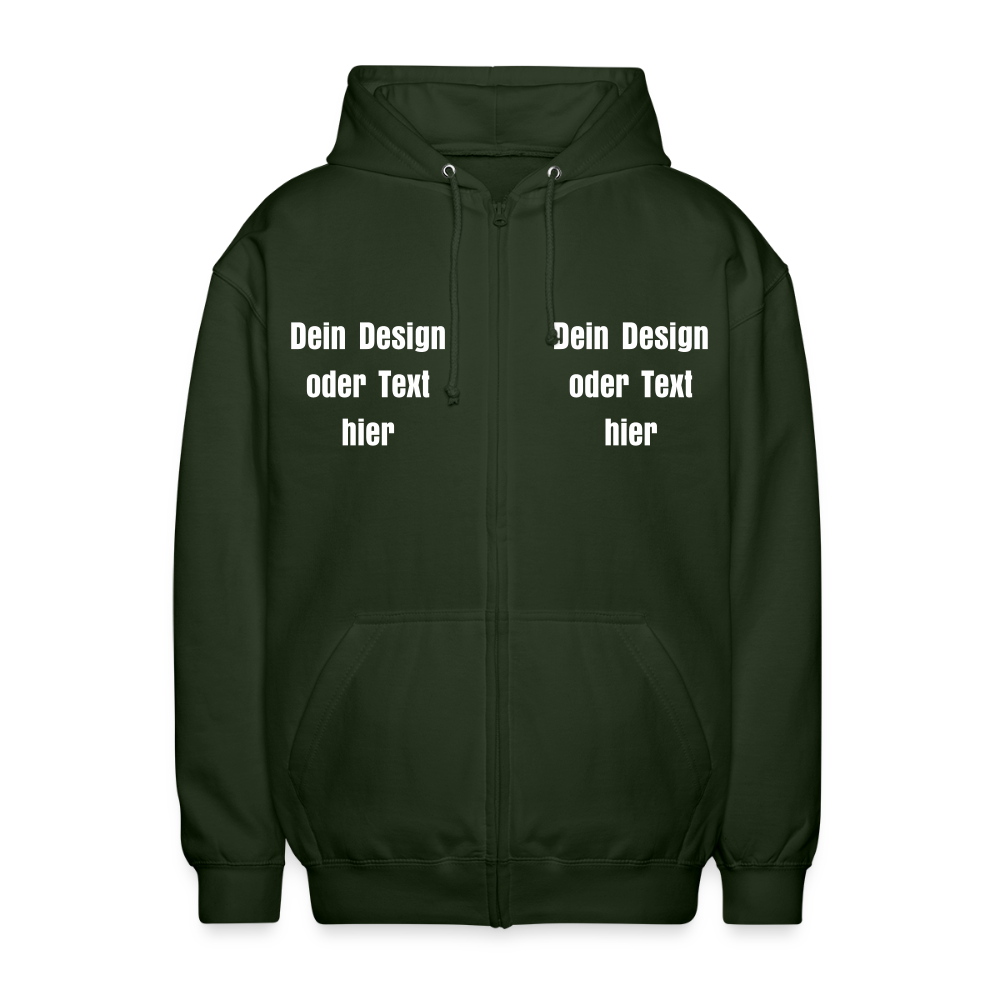 Unisex Kapuzenjacke - personalisierbare Vorder- und Rückseite - Forstgrün 