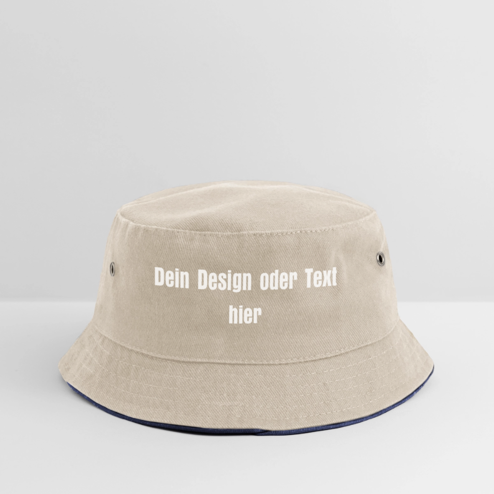 Kinder Bucket Hat - personalisierbar - Natur/Navy