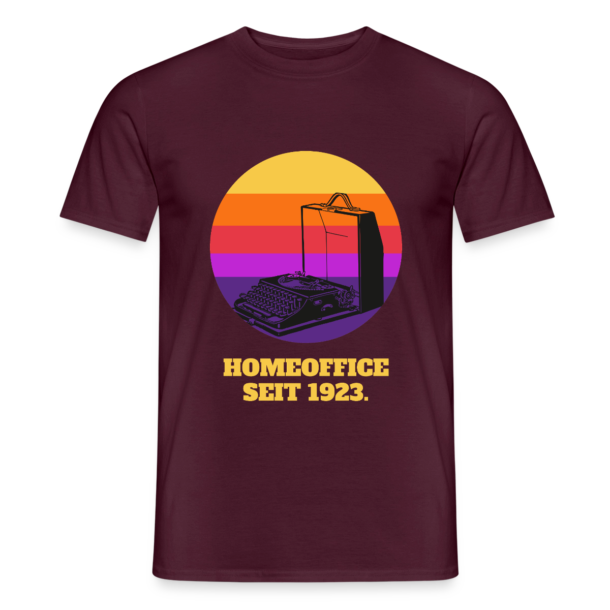 Homeoffice seit 1923 Motiv-T-Shirt für Männer, Farbe Ziegelrot