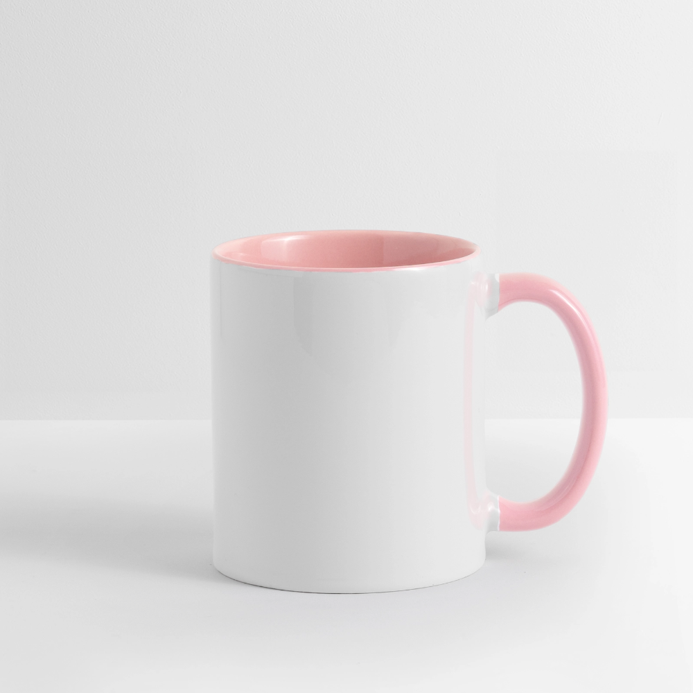 Keramiktasse zweifarbig 325ml - personalisierbar - Weiß/Pink