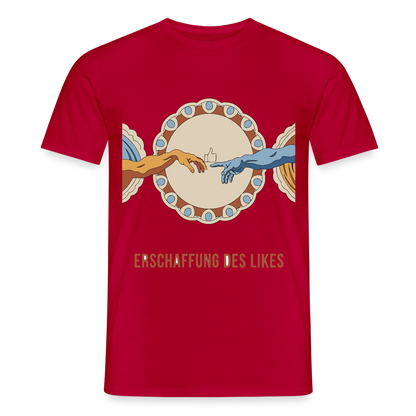 Erschaffung des Likes. Fresko-Motiv Motiv-T-Shirt für Männer, Farbe Rot